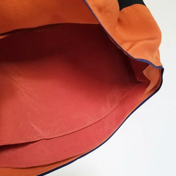 HARLYN Anthropologie 100% Silk Mini Shift Dress Orange Rust Colorblock Geometric - Picture 11 of 15